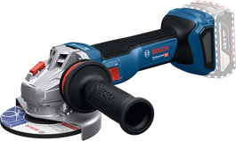 Bosch GWS 18V-11 cordless angle grinder with side handle.