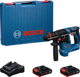 Bosch GBH 18V-18 rotary hammer drill set with case.