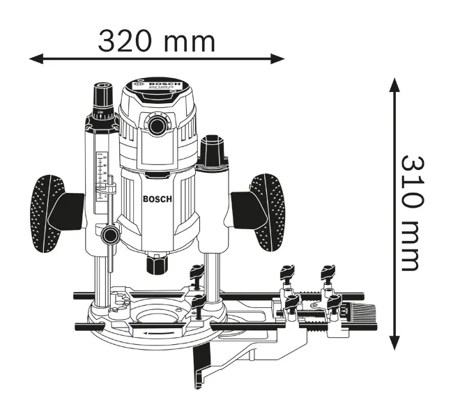 Plunge router dimensions.