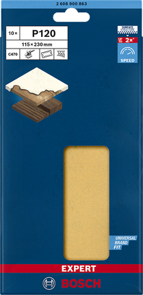Bosch EXPERT C470 sandpaper 115×230 mm 120 grit.