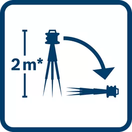 2 m* tripod-tip over for higher durability (*the measuring tool, mounted in a horizontal position on a tripod, tips on flat concrete floor) 