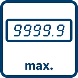 Max. measured value 9999.99 m