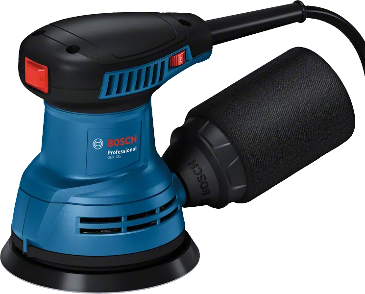 Bosch GEX 125 random orbit sander with dust collector.