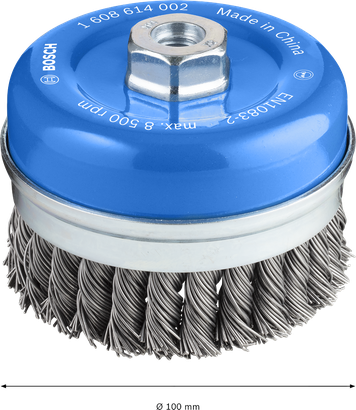 Bosch PRO Metal heavy cup brush 100 mm for grinders.