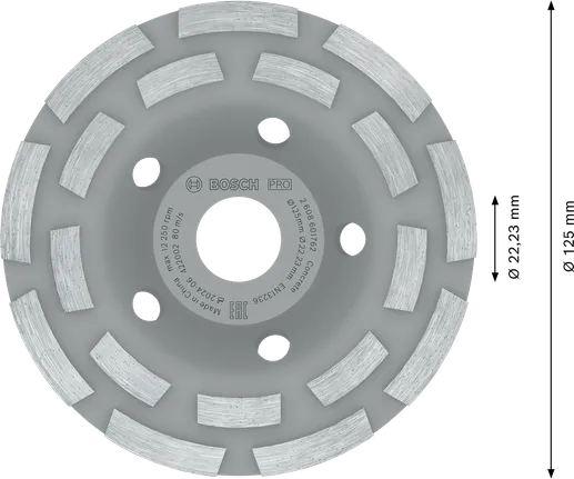 Bosch PRO Concrete Grinding Head, 125 mm diameter.