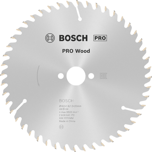 Bosch PRO Wood circular saw blade 160 mm, 48 teeth.