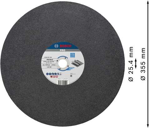 Bosch PRO Metal Bonded Cutting Disc 355x2.8x25.4 mm.