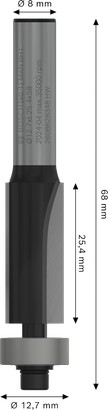 Bosch PRO Router Bit Bottom Bearing Flush Trim 12.7x25.4 mm.