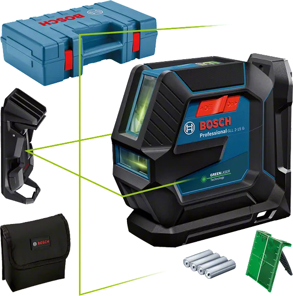 أداة تسوية الليزر Bosch GLL 2-15 G بالليزر الأخضر.