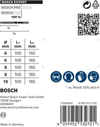 مجموعة مثقاب المطرقة Bosch EXPERT SDS plus-7X مقاس 6/6/8/8/10 مم.