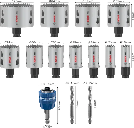 مجموعة منشار ثقب Bosch PRO متعدد المواد PC Plus، 14 قطعة.