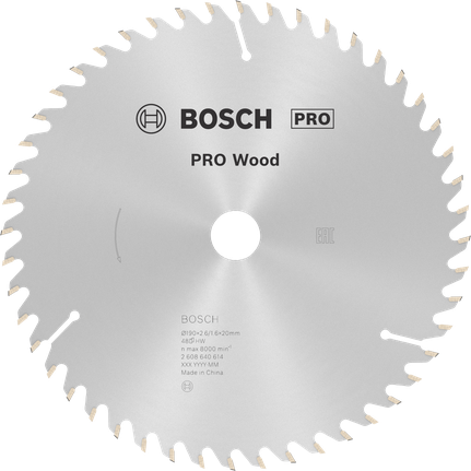 شفرة المنشار الدائري Bosch PRO Wood مقاس 190 مم T48 للخشب.