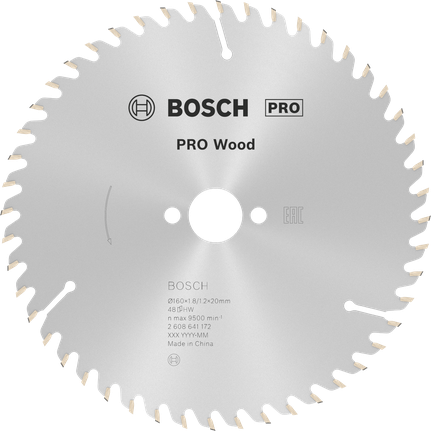 شفرة المنشار الدائرية Bosch PRO Wood مقاس 160 مم، 48 سنًا.