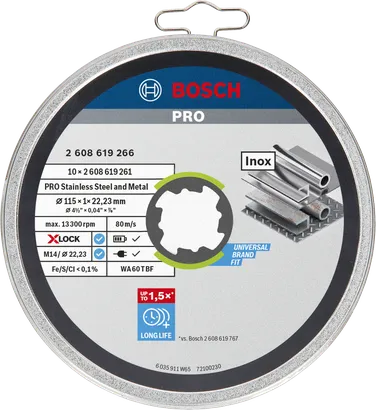 قرص قطع من الفولاذ المقاوم للصدأ من Bosch PRO مقاس 115×1×22.23 مم.