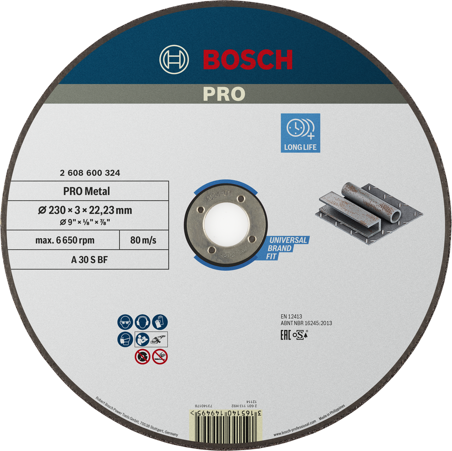 قرص قطع المعادن Bosch PRO 230 مم طويل العمر.