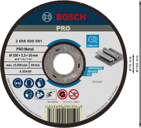 قرص القطع المعدني الملتصق من Bosch برو 100 × 2.5 × 16 مم.