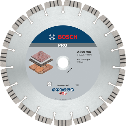 قرص الماس Bosch PRO Stone مقاس 300 مم لقطع الحجر.