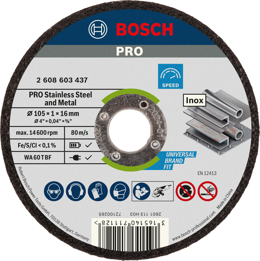 قرص قطع الفولاذ المقاوم للصدأ والمعادن Bosch PRO مقاس 105 مم.