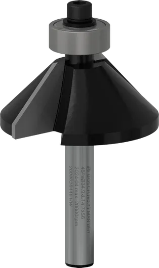 بت التوجيه Bosch PRO ذو حافة مشطوفة بزاوية 45° لتشطيب الحواف بدقة.