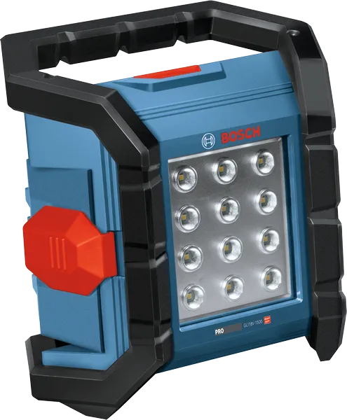 مصباح موقع العمل اللاسلكي Bosch GLI18V-1500 مع لوحة LED.