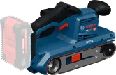 ماكينة صنفرة الأحزمة Bosch GBS18V-75 مزودة بفتحة لبطارية 18 فولت.