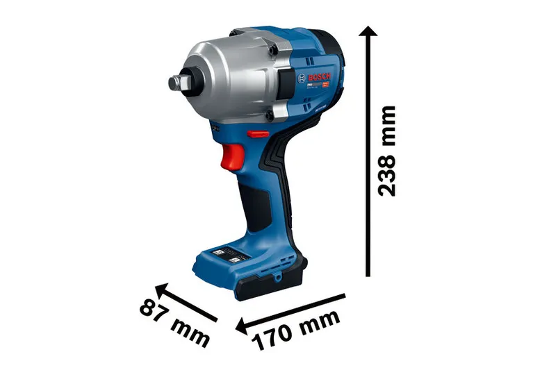مفتاح ربط لاسلكي Bosch GDS 18V-780 مع أبعاد.