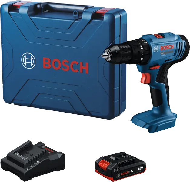 مجموعة مثقاب لاسلكي Bosch GSB 18V-50 مع بطارية وشاحن.
