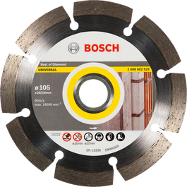 قرص القطع الماسي العالمي من Bosch مقاس 105 ملم للبلاط والحجر.