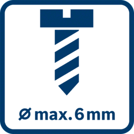 Max. screw diameter 6 mm 