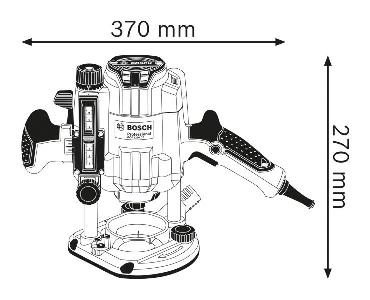 Router dimensions diagram.