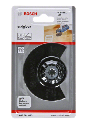 Bosch 85mm HCS wood segment saw blade.
