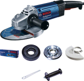 Bosch GWS 2000 angle grinder with accessories.