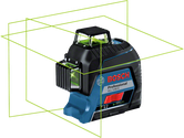 Bosch GLL 3-80 G laser leveling tool with green 360° lines.