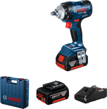 Bosch GDS 18V-400 impact wrench with battery and charger.
