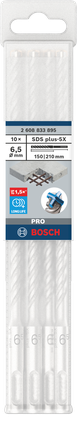 Bosch SDS plus-5X 6.5×210 mm drill bits 10-pack.