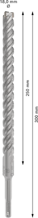 Bosch PRO SDS plus-5X 18x250x300 mm hammer drill bit.