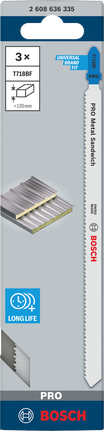 Bosch PRO Metal Sandwich T718BF jigsaw blades 3× 180 mm.