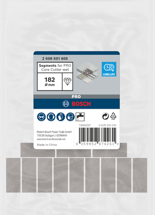 Bosch PRO core cutter wet segments 182 mm, 12 pieces.