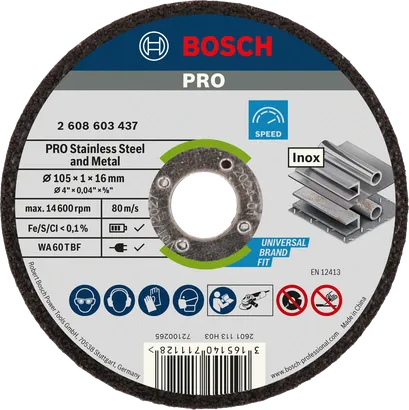 Bosch PRO stainless steel and metal cutting disc 105 mm.