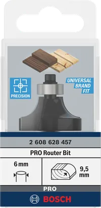 Bosch PRO router bit rounding over R 9.5 6 mm shank.