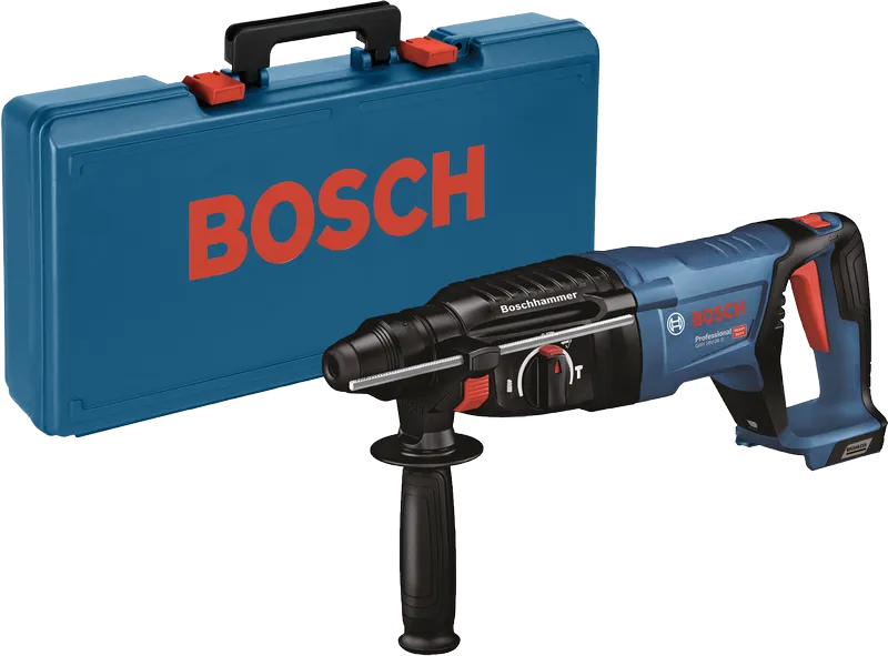 Bosch GBH 18V-26 D rotary hammer with carrying case.