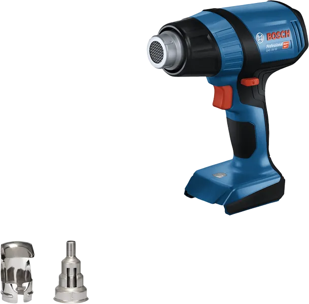 Bosch GHG 18V-50 cordless heat gun with nozzles.