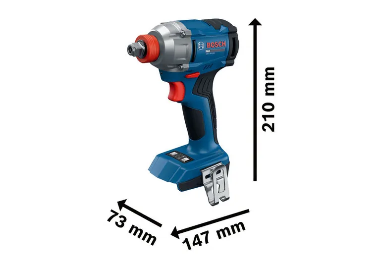 Bosch GDX 18V-285 bare tool cordless impact driver, dimensions shown.