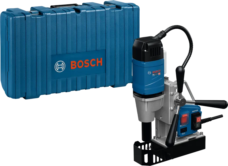 Bosch GBM 38 HD magnetic drill with carrying case.