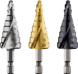 Набор ступенчатых сверл Bosch с шестигранным хвостовиком по металлу.