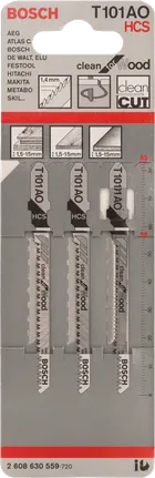 Комплект из 3 полотен для лобзика Bosch T101AO по дереву.