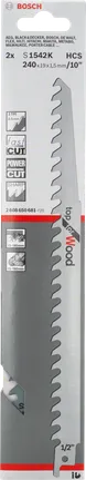Пильный диск Bosch S 1542 K HCS для сабельной пилы, предназначенный для быстрой распиловки древесины.