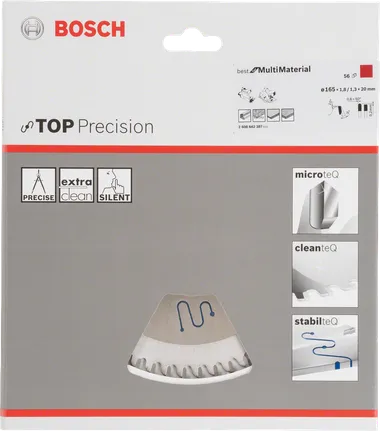 Пильное полотно Bosch Top Precision Best for Multi Material размером 165×1,8×20 мм.