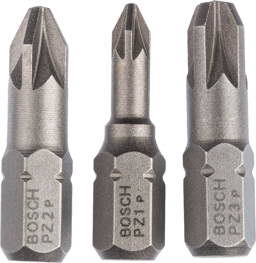 Набор из 3-х сверхтвердых отверточных бит Bosch PZ1 PZ2 PZ3.