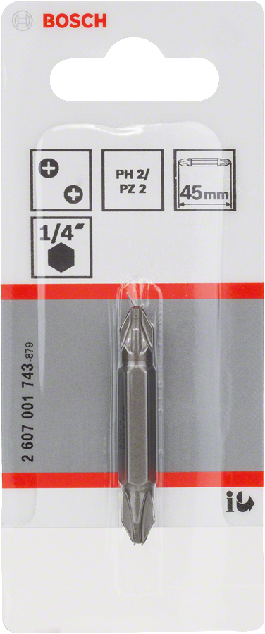 Двусторонняя отвертка Bosch PH2 PZ2 45 мм.
